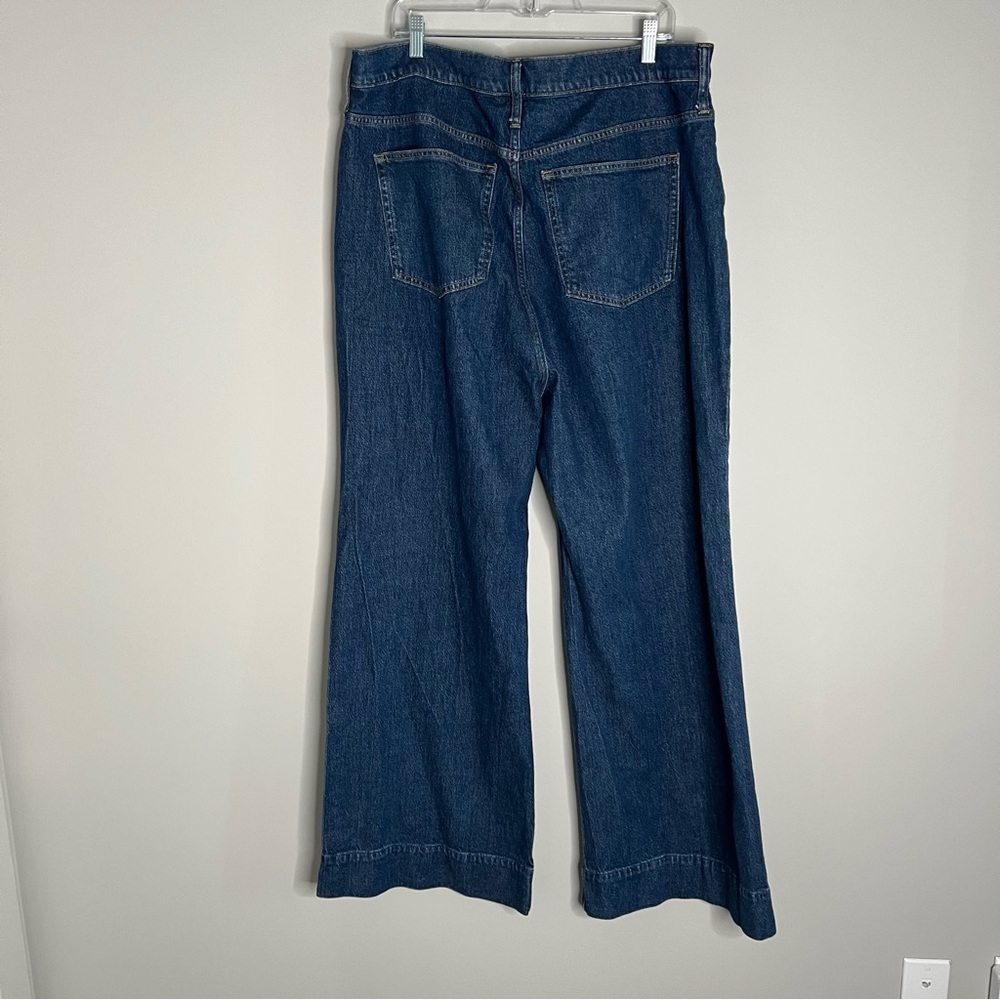 J Crew Wide Leg Denim Trouser Pants in Fiorellas Wash Women's Size 35 - Picture 7 of 8